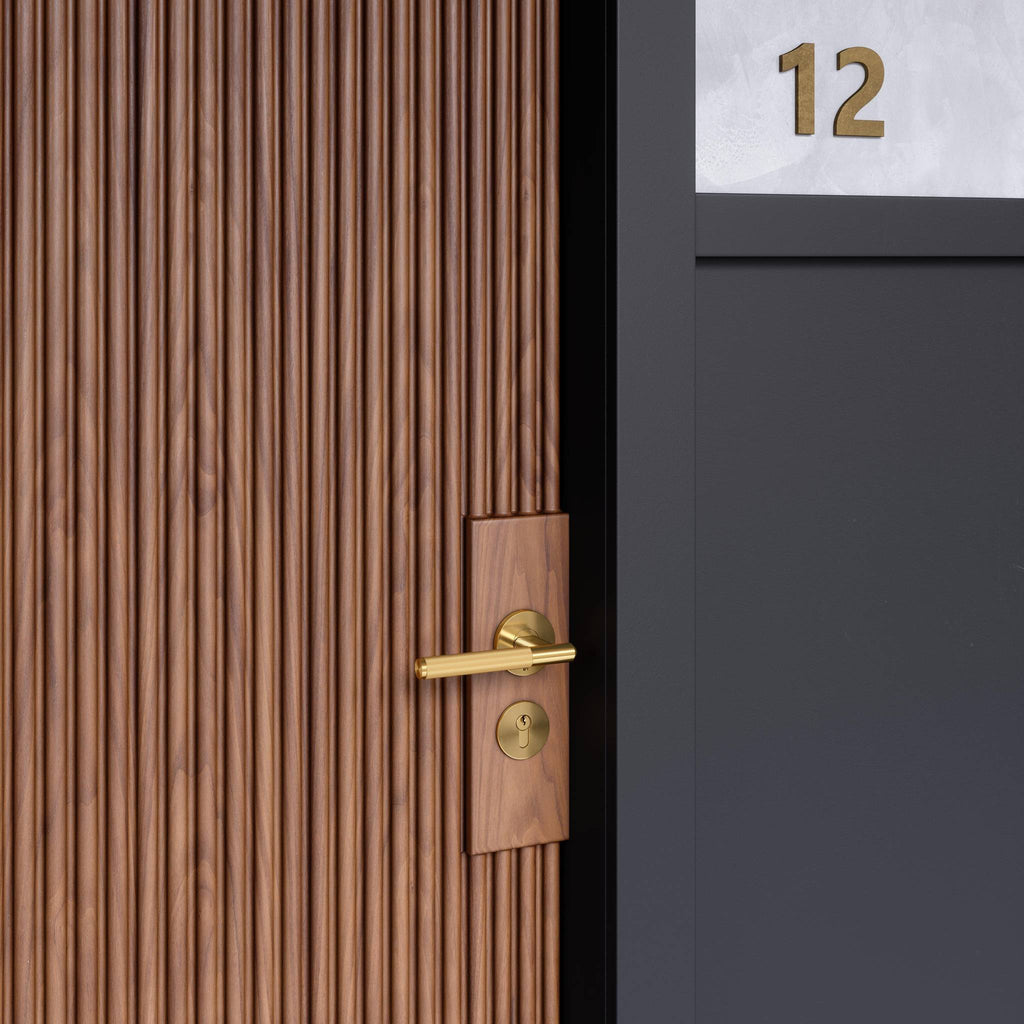 Buster + Punch Linear door handle brass lifestyle by Araco Interiors