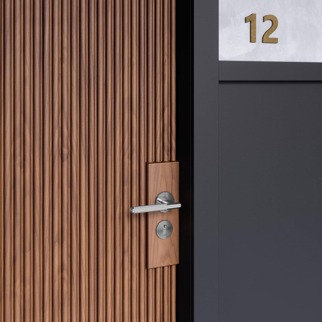 Buster + Punch Linear door handle steel lifestyle by Araco Interiors