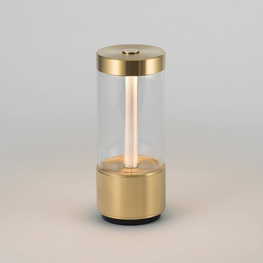 Buster + Punch Takeout portable table light in Brass, lit