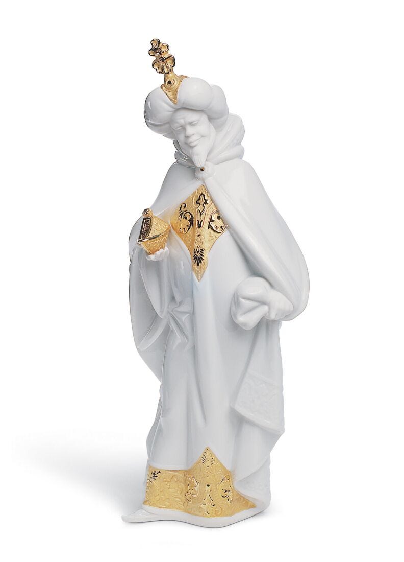 Lladro King Balthasar Nativity Figurine Golden Lustre