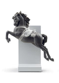 Lladro Horse on Pirouette Figurine Silver Lustre