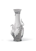 Lladro Herons Realm Vase Silver Lustre