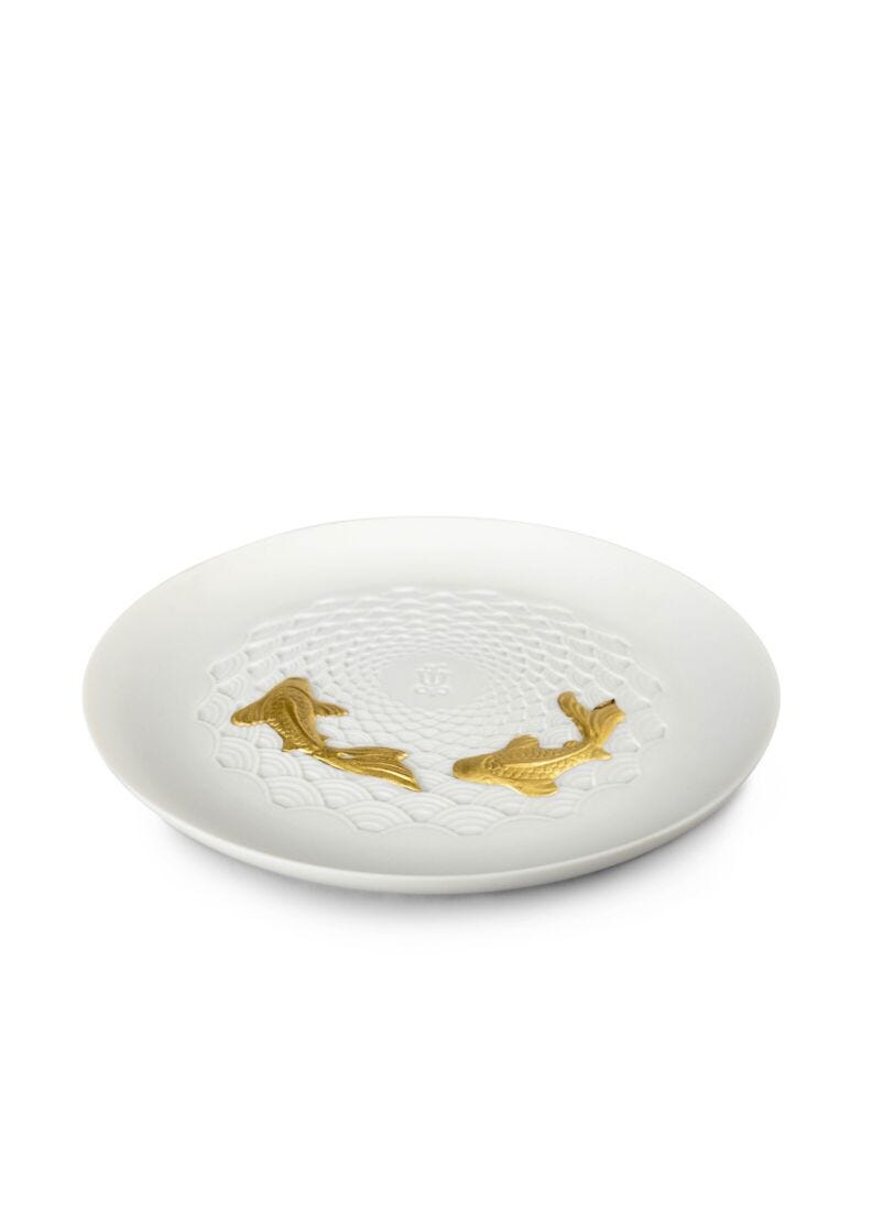 Lladro Koi Plate Golden Luster