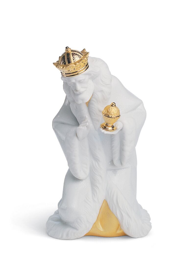 Lladro King Melchior Nativity Figurine Golden Lustre