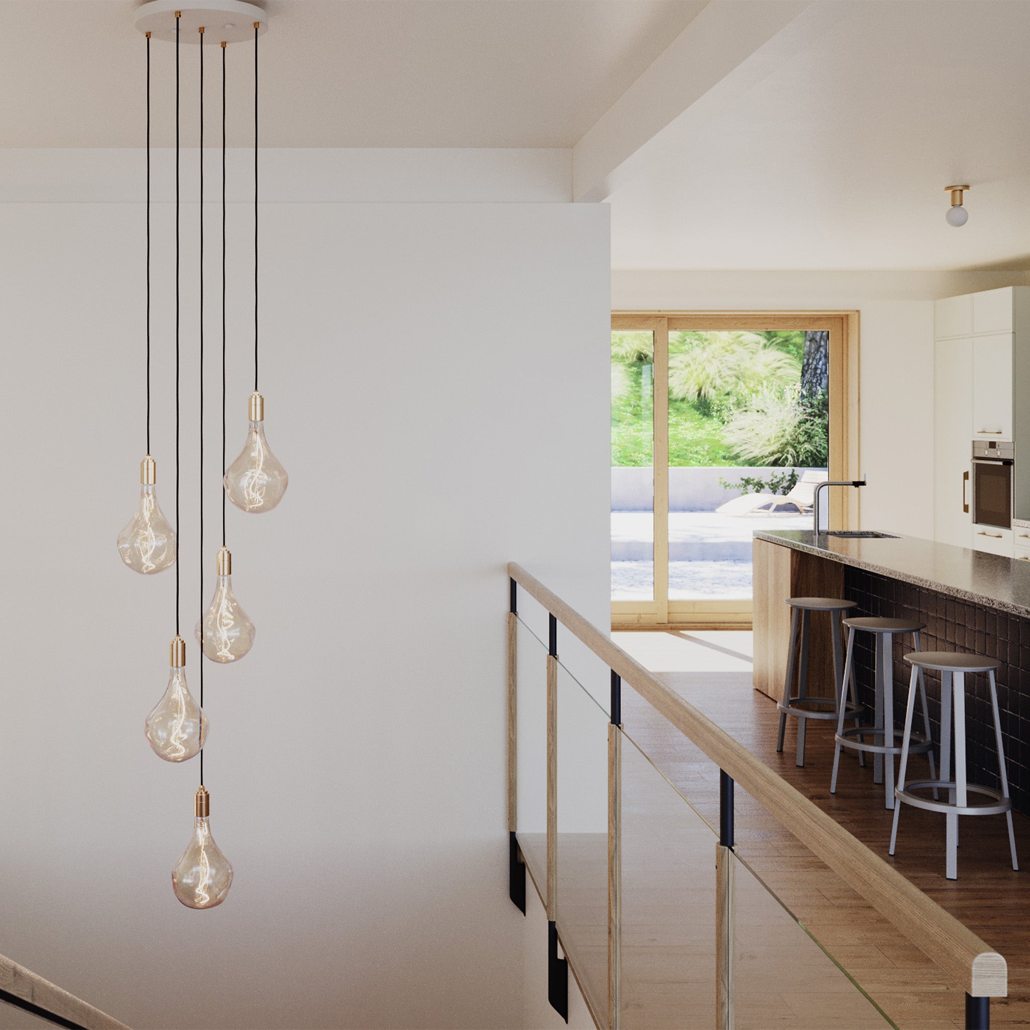Tala Five Pendant in Brass