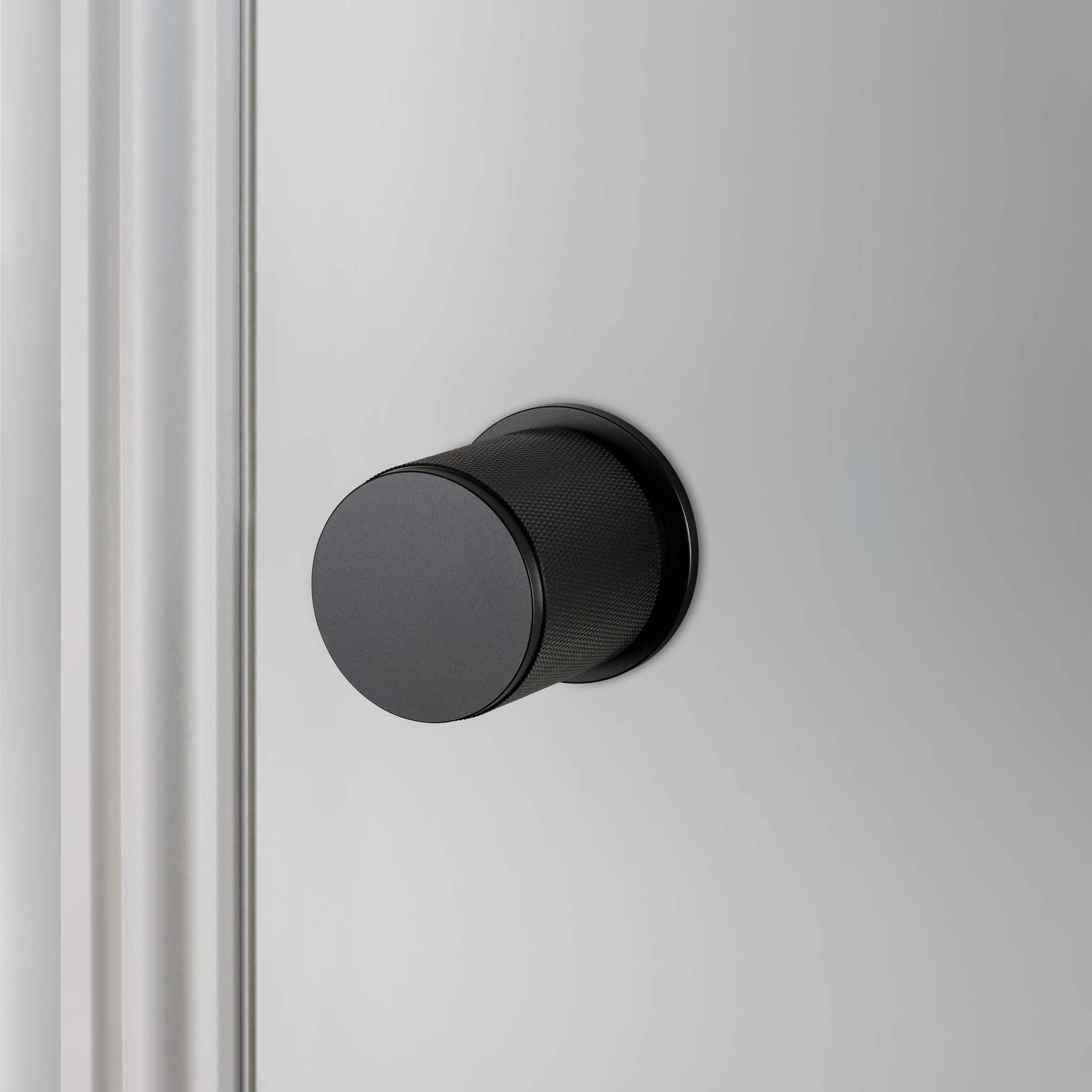 Buster + Punch Door Knob Set Cross Knurl Black by Araco Interiors