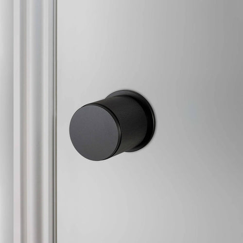 Buster + Punch Door Knob Set Cross Knurl Black by Araco Interiors