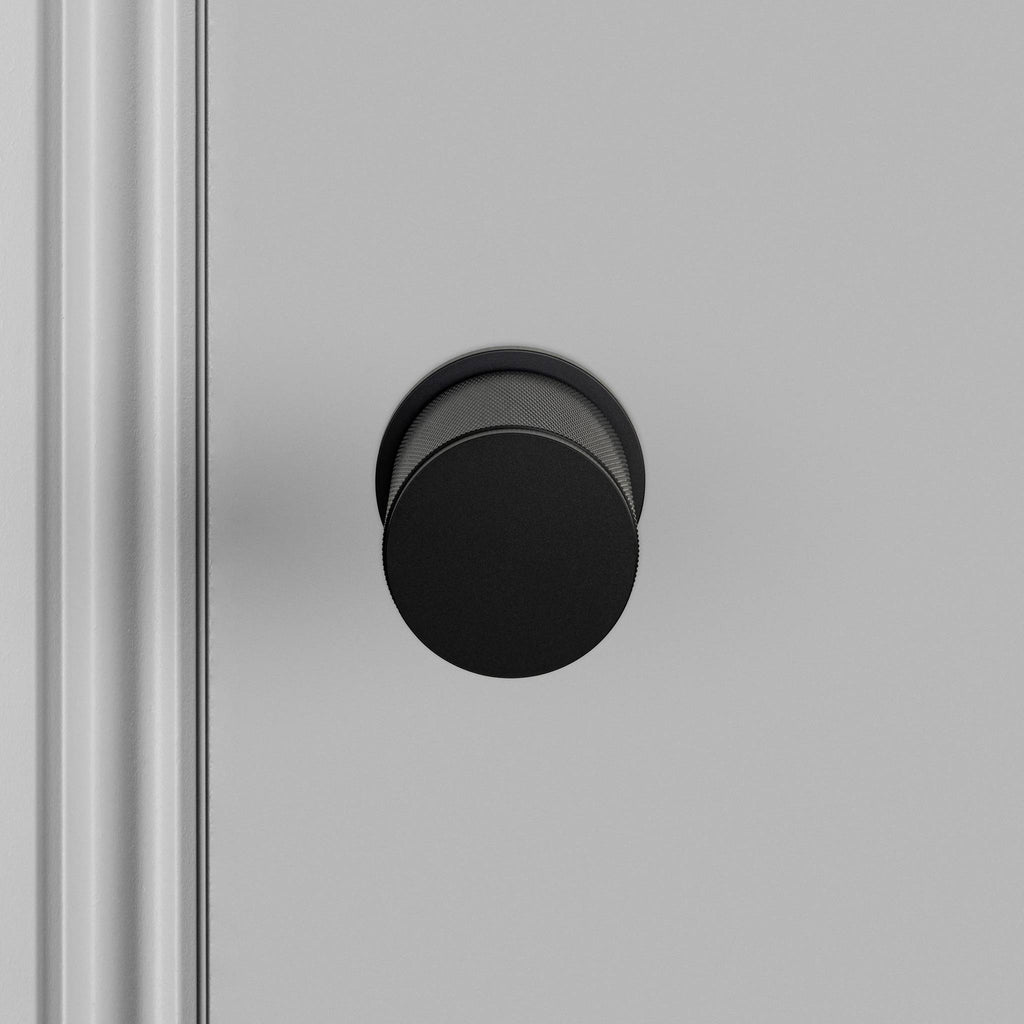 Buster + Punch Door Knob Set Cross Knurl Black detail by Araco Interiors