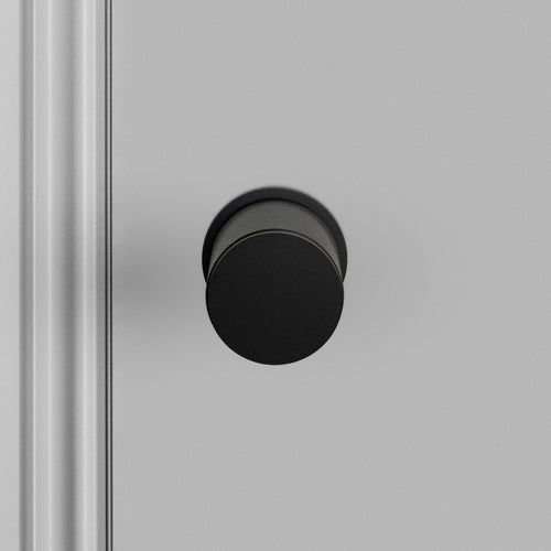Buster + Punch Door Knob Set Cross Knurl Black detail by Araco Interiors