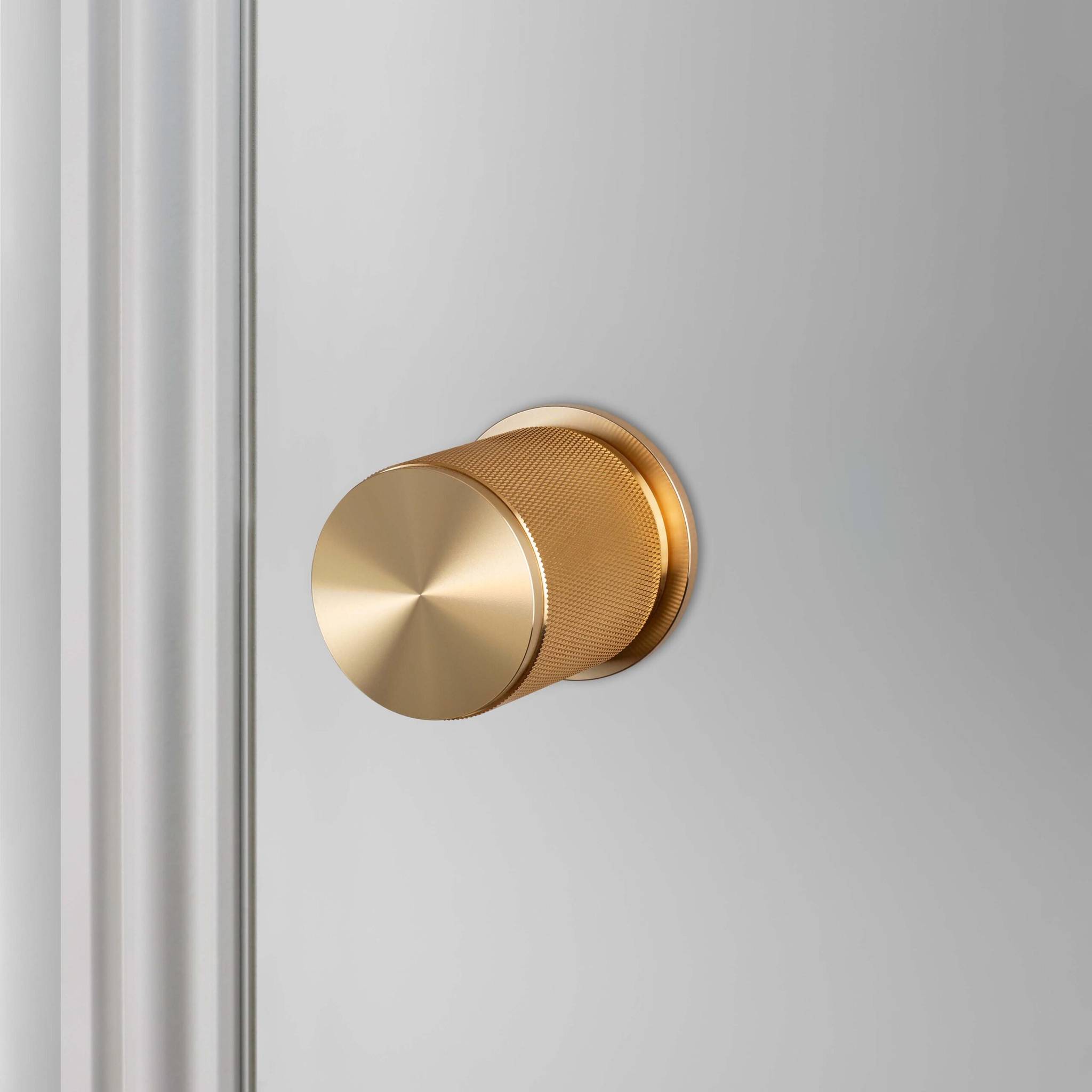 Buster + Punch Door Knob Set Cross Knurl Brass by Araco Interiors