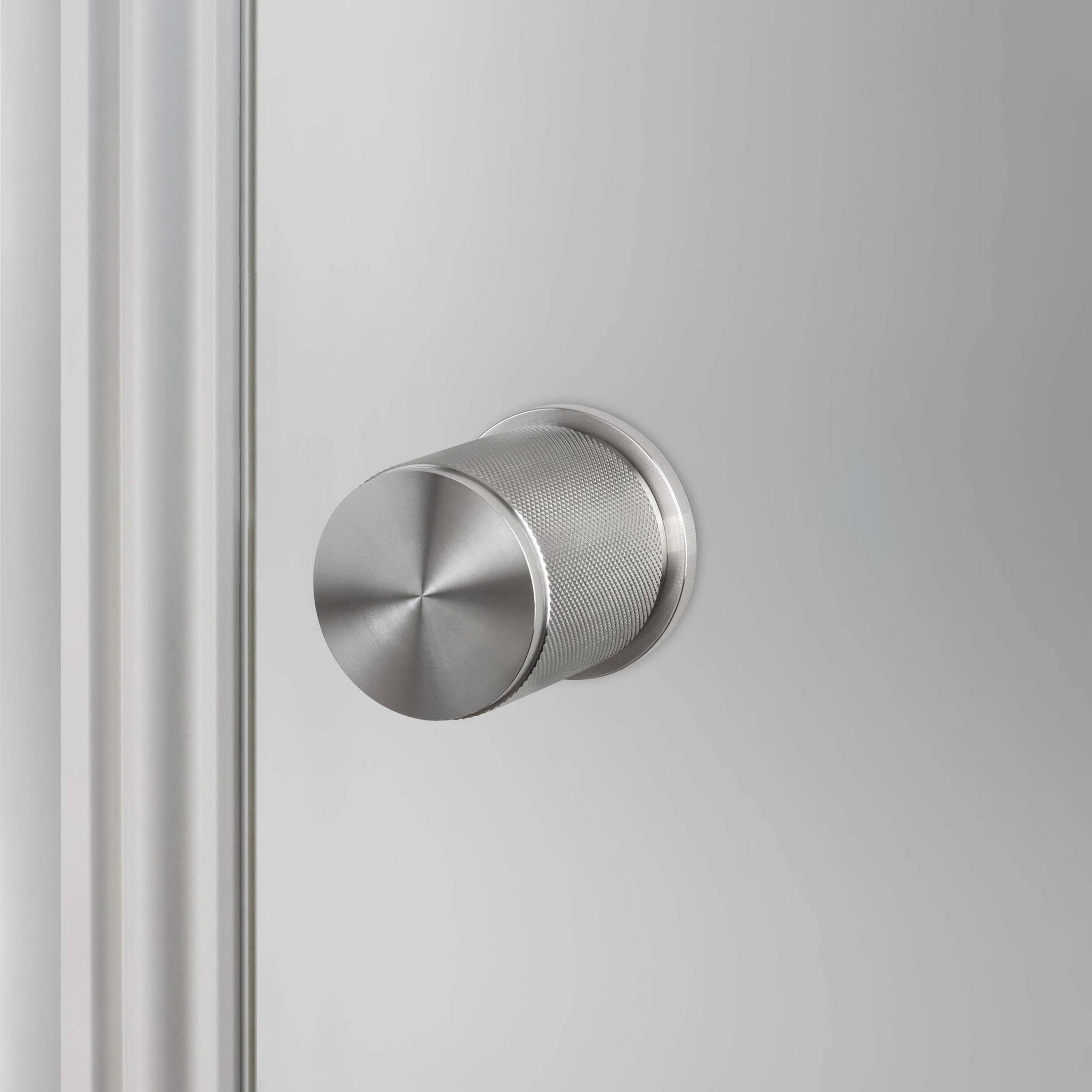 Buster + Punch Door Knob Set Cross Knurl Steel by Araco Interiors