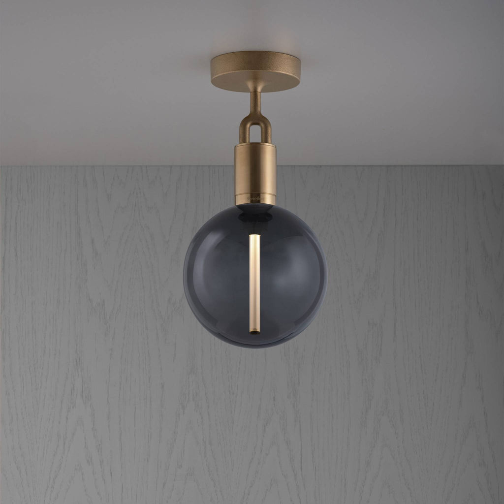Buster + Punch Forked Ceiling Light Smoked Glass Globe Medium in Brass | Araco Interiors