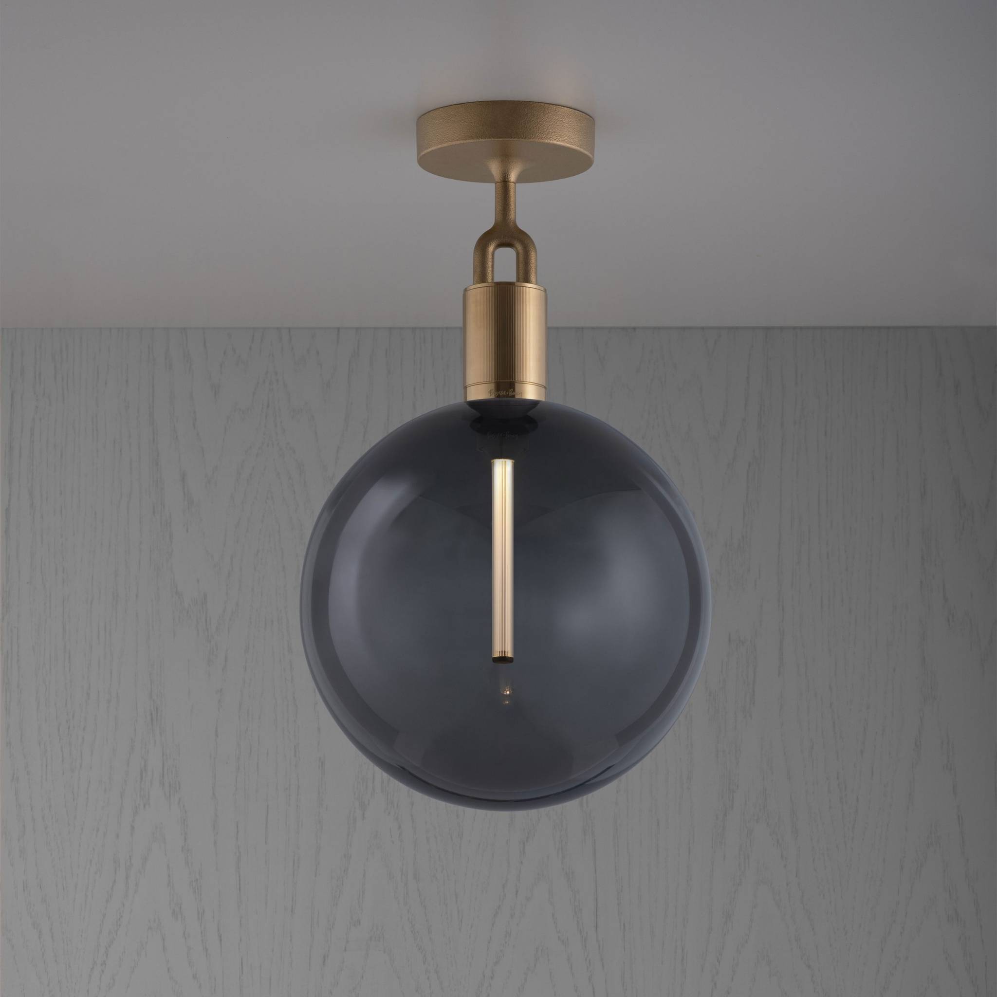 Buster + Punch Forked Ceiling Light Smoked Glass Globe Large in Brass | Araco Interiors