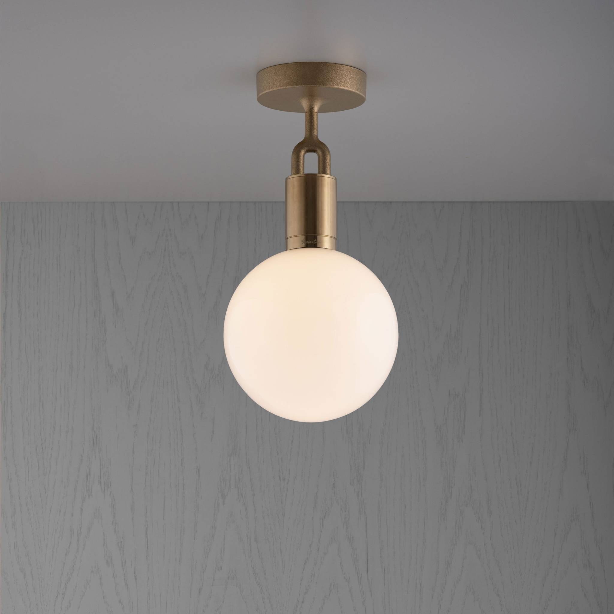 Buster + Punch Forked Ceiling Light Opal Glass Globe Medium in Brass | Araco Interiors