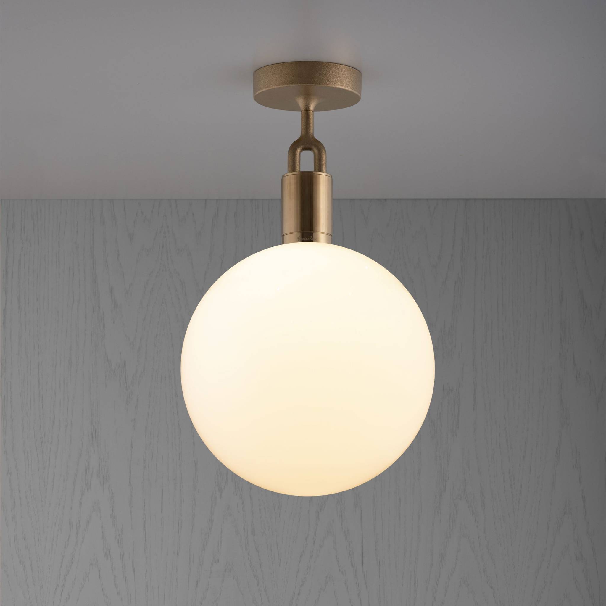 Buster + Punch Forked Ceiling Light Opal Glass Globe Large in Brass | Araco Interiors