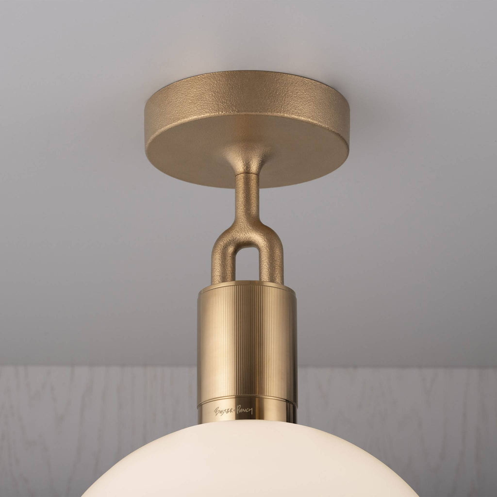 Buster + Punch Forked Ceiling Light Opal Glass Globe Large in Brass | Araco Interiors
