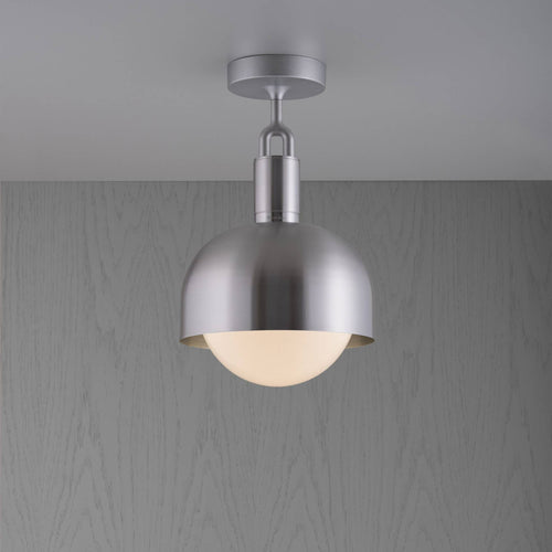 Buster + Punch Forked Ceiling Light Metal Shade & Opal Glass Globe, Medium Steel luxury ceiling light by Araco Interiors