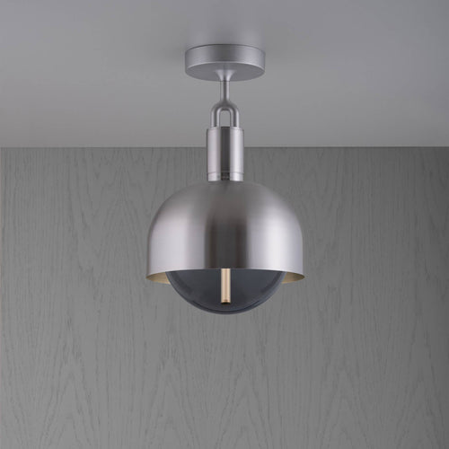 Buster + Punch Forked Ceiling Light Metal Shade & Smoked Glass Globe, Medium Steel luxury ceiling light by Araco Interiors