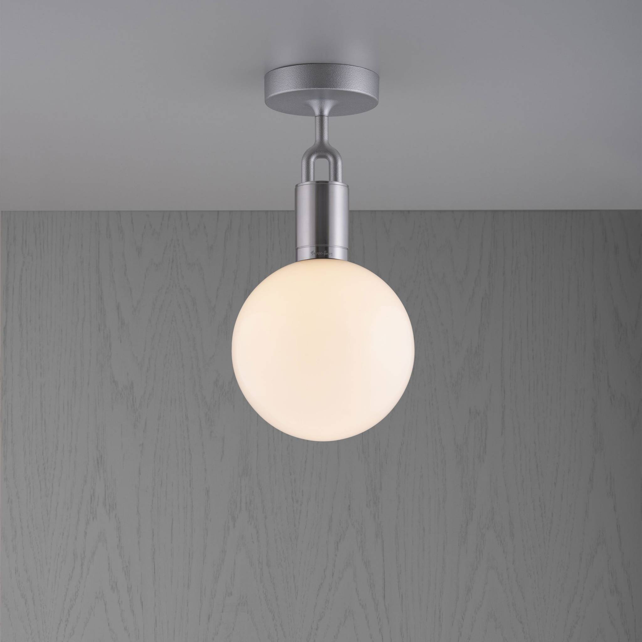 Buster + Punch Forked Ceiling Light Opal Glass Globe Medium in Steel | Araco Interiors