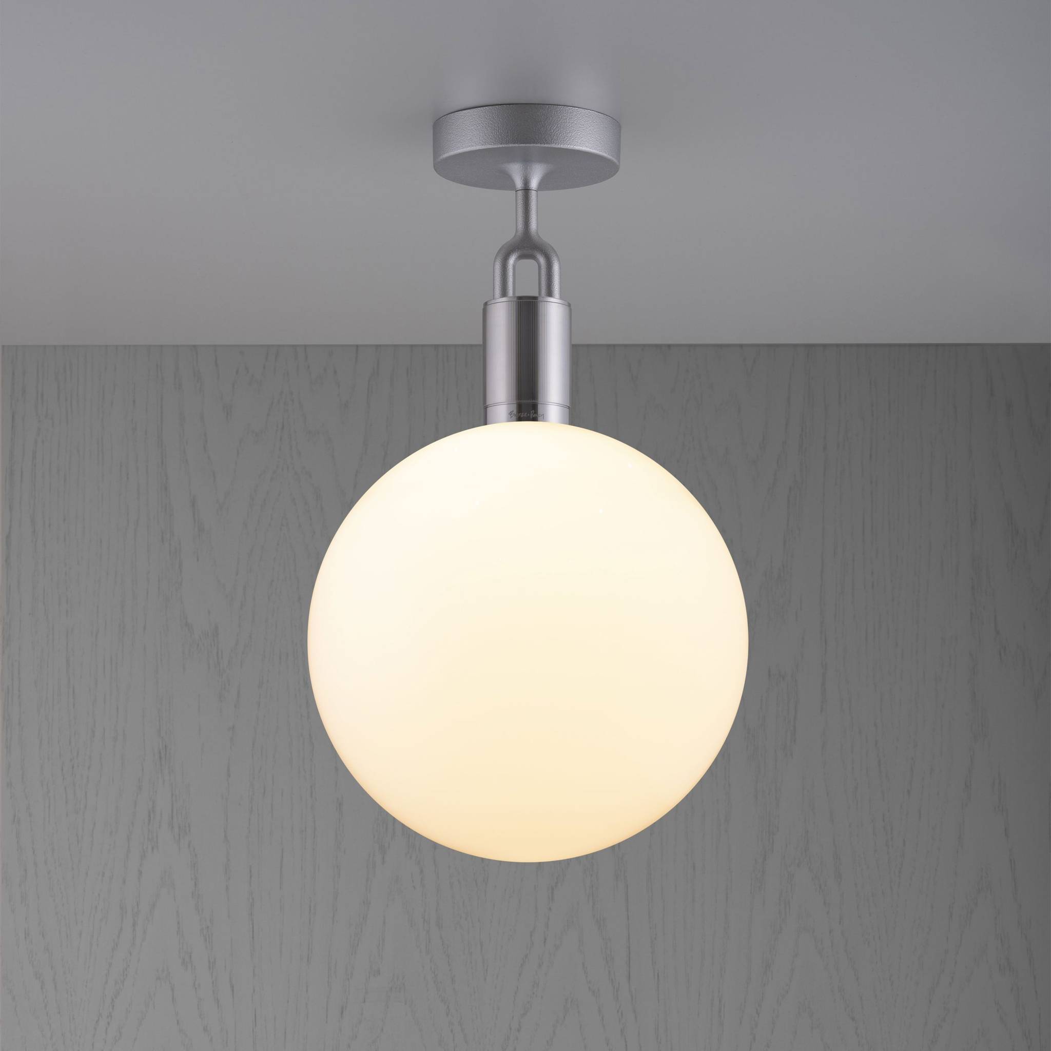 Buster + Punch Forked Ceiling Light Opal Glass Globe Large in Steel | Araco Interiors