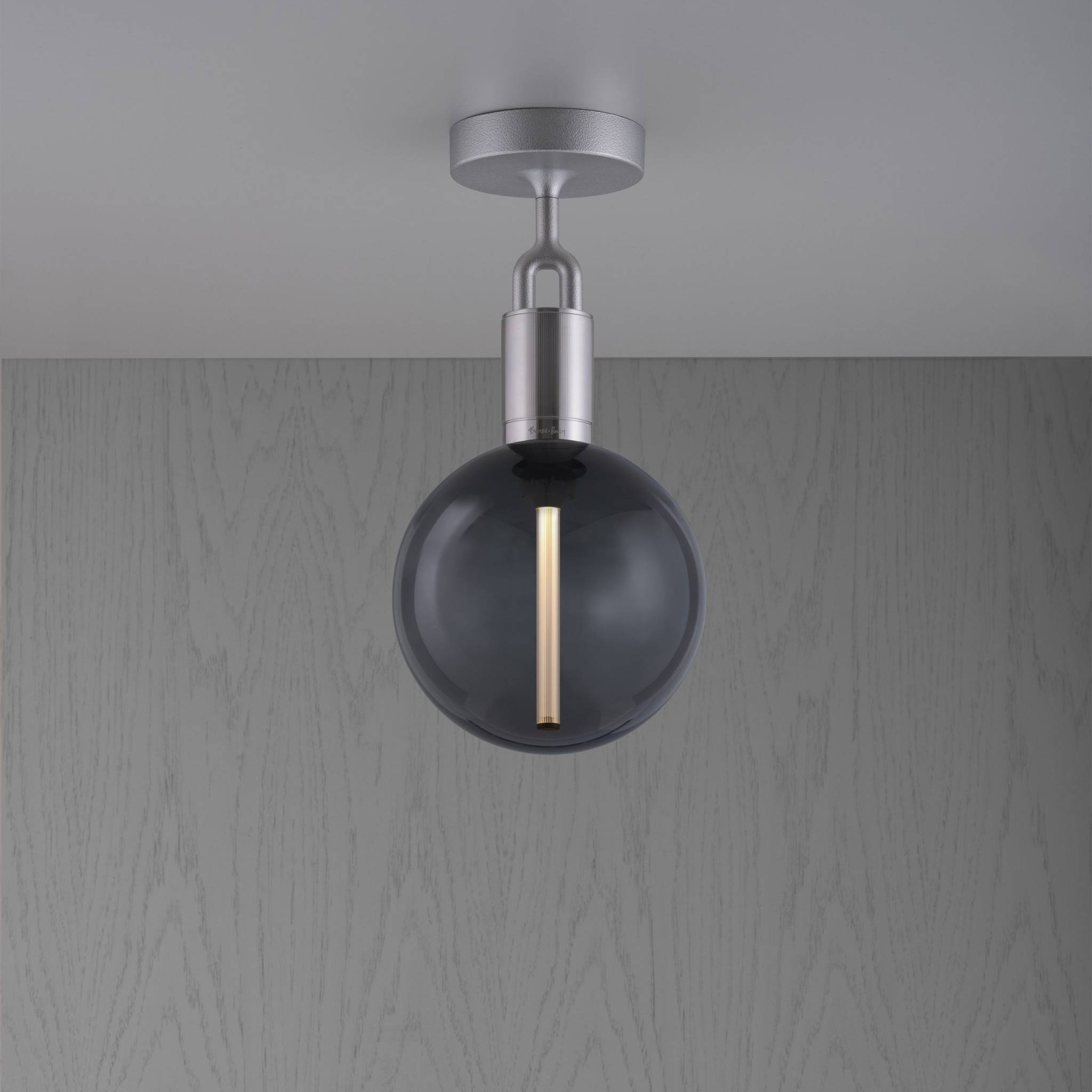 Buster + Punch Forked Ceiling Light Smoked Glass Globe Medium in Steel | Araco Interiors