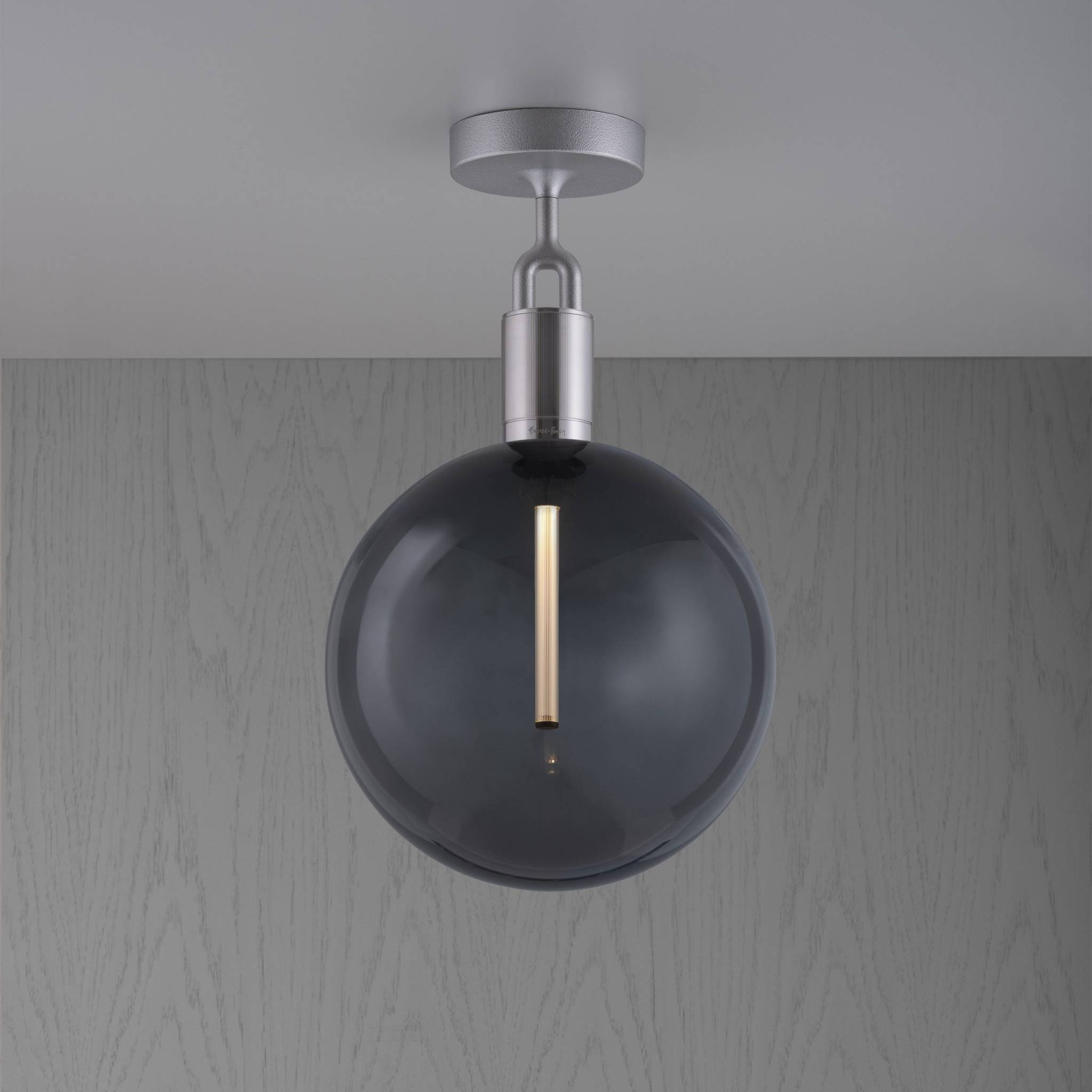Buster + Punch Forked Ceiling Light Smoked Glass Globe Large in Steel | Araco Interiors