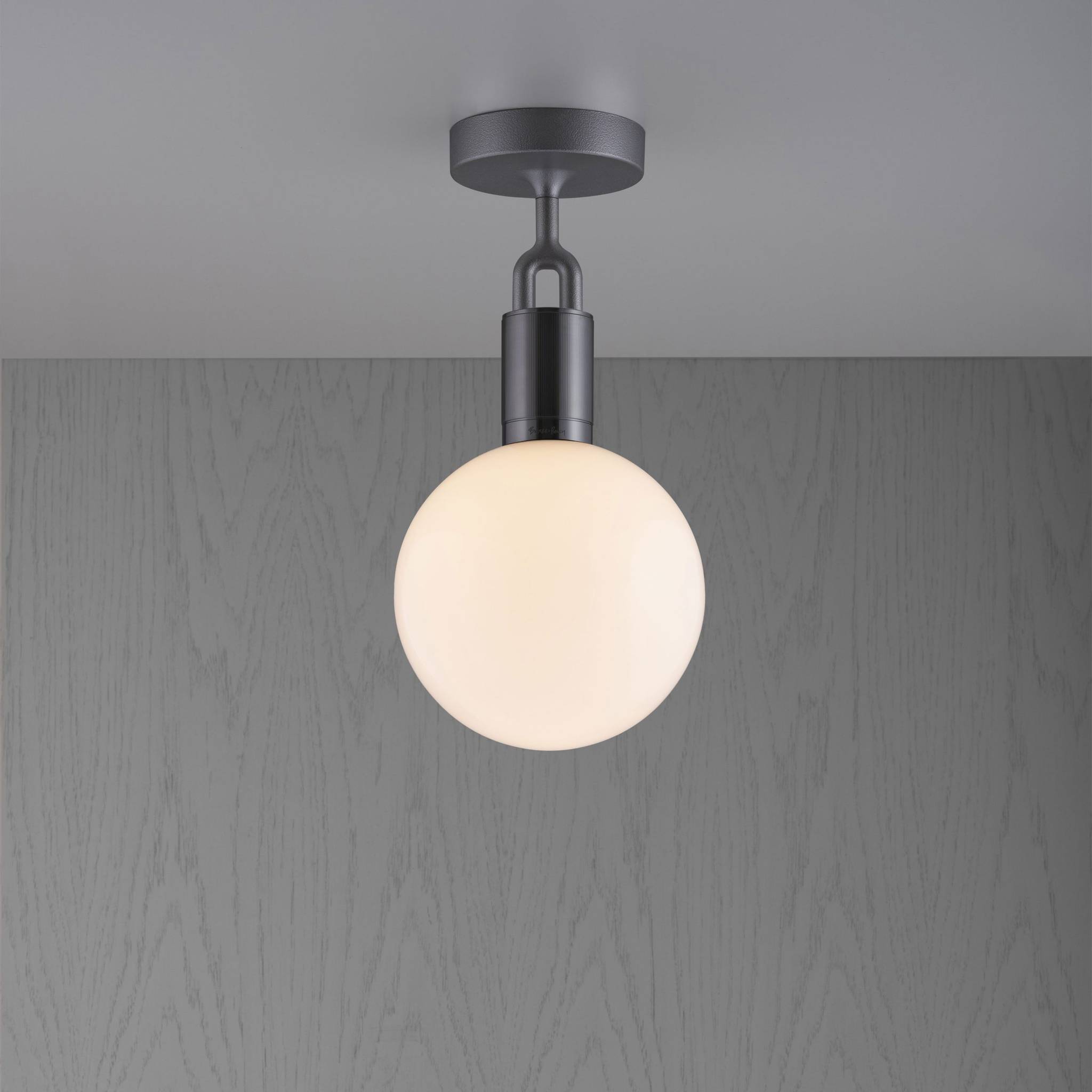 Buster + Punch Forked Ceiling Light Opal Glass Globe Medium in Gun Metal | Araco Interiors