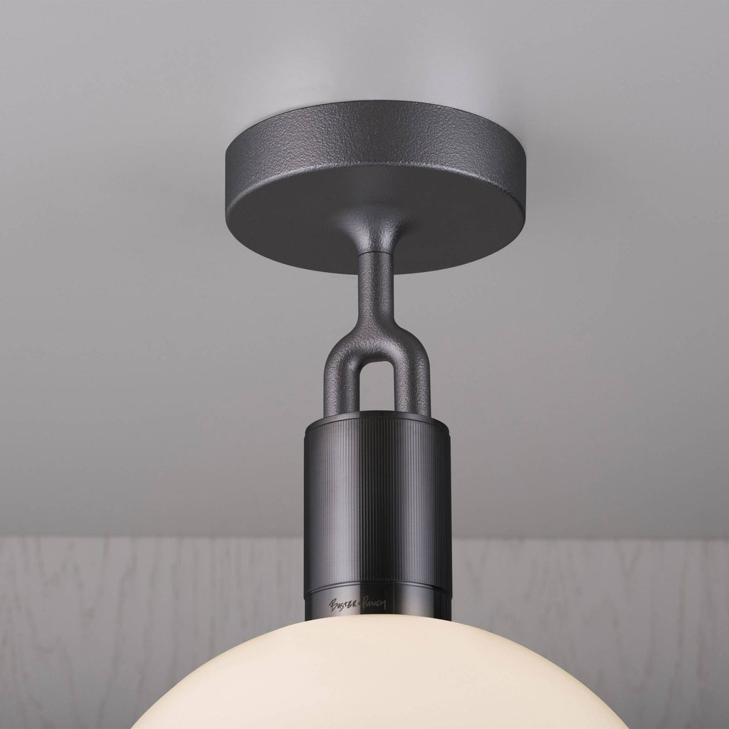 Buster + Punch Forked Ceiling Light Opal Glass Globe Medium in Gun Metal | Araco Interiors