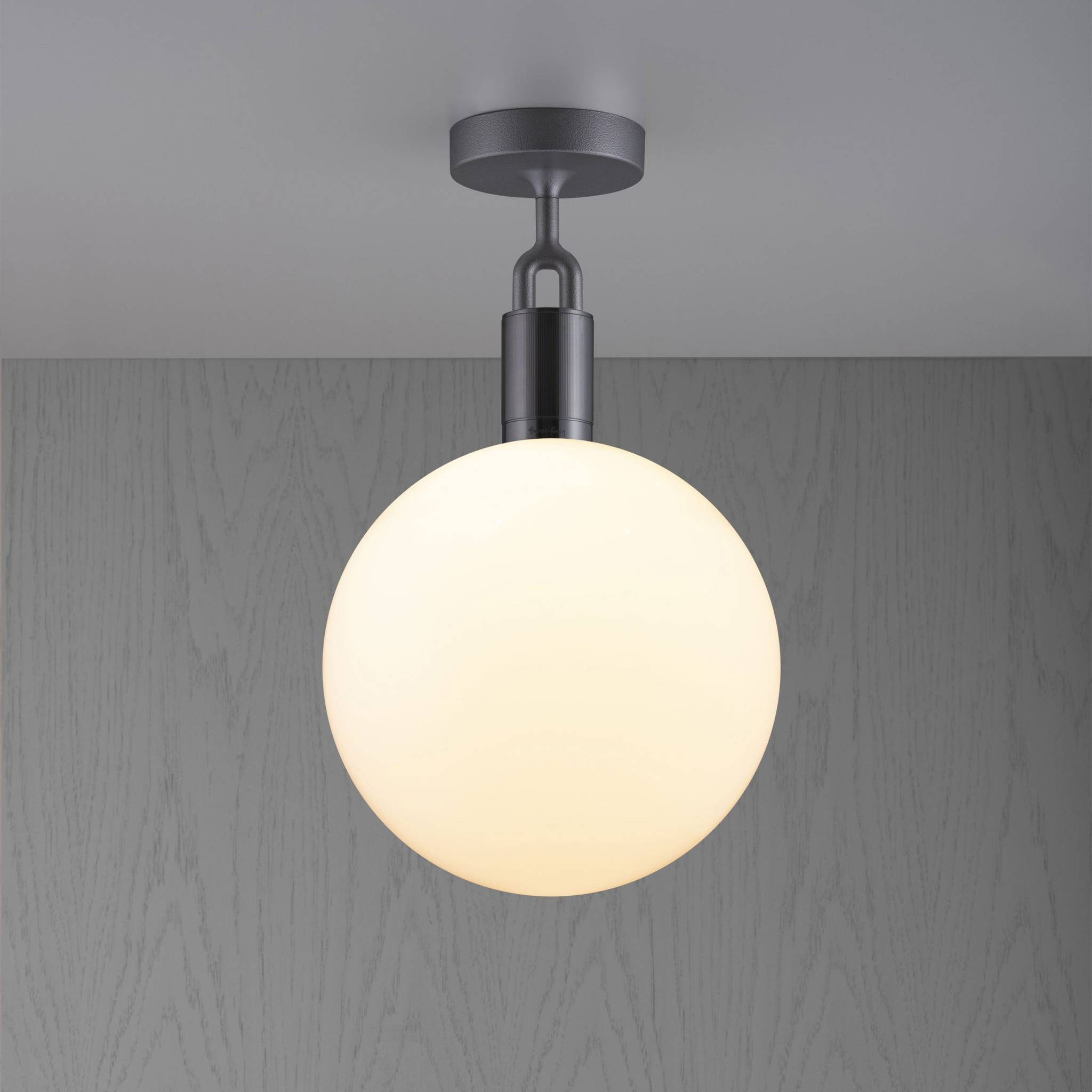 Buster + Punch Forked Ceiling Light Opal Glass Globe Large in Gun Metal | Araco Interiors