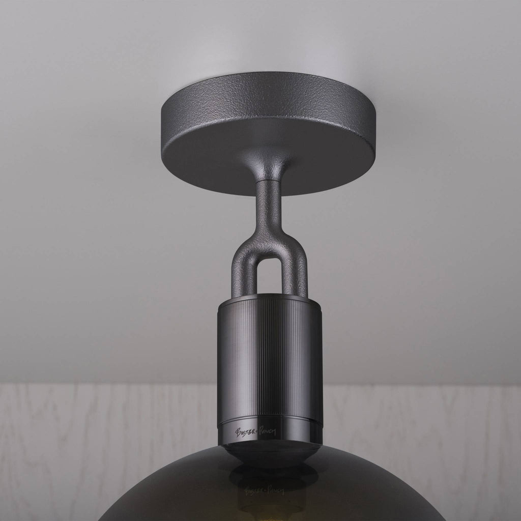 Buster + Punch Forked Ceiling Light Smoked Glass Globe Medium in Gun Metal | Araco Interiors