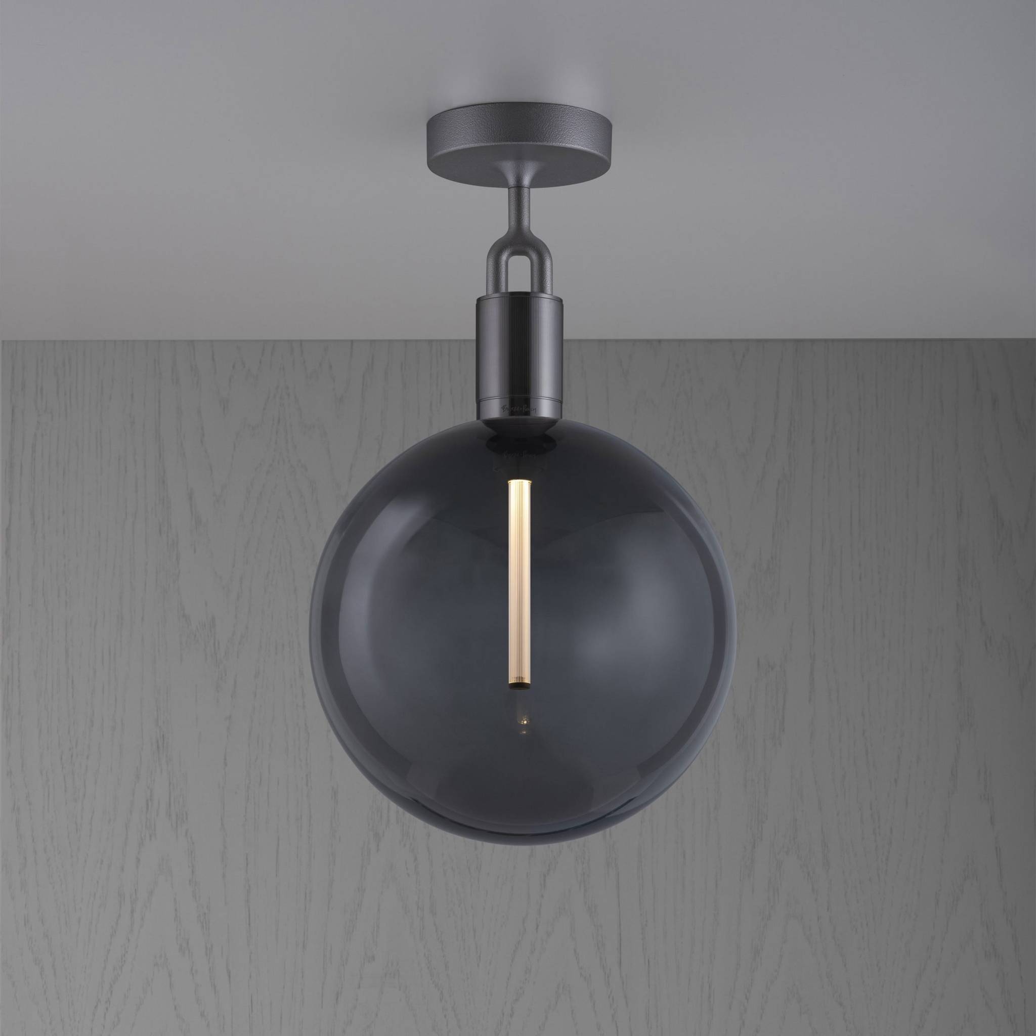 Buster + Punch Forked Ceiling Light Smoked Glass Globe Large in Gun Metal | Araco Interiors