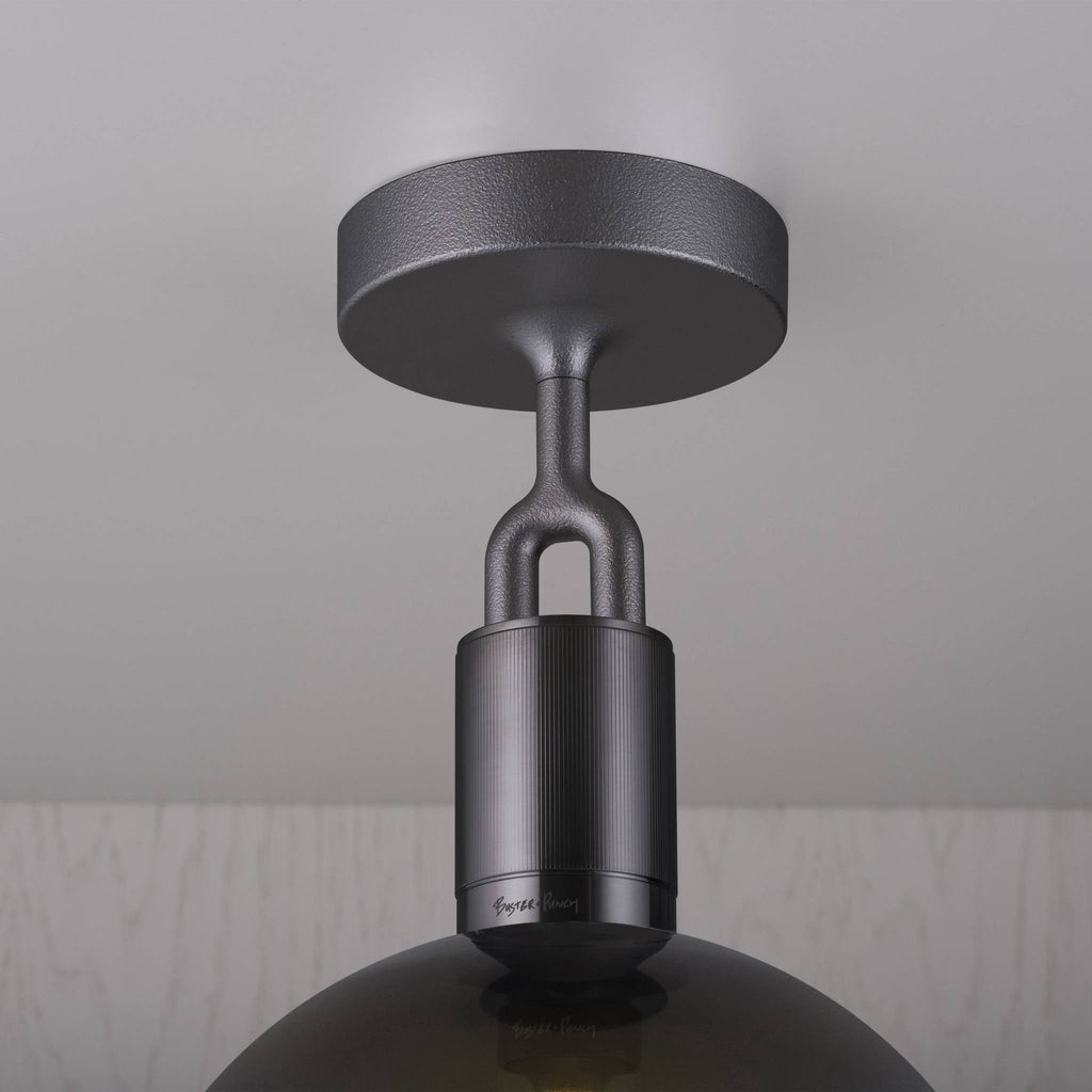 Buster + Punch Forked Ceiling Light Smoked Glass Globe Large in Gun Metal | Araco Interiors