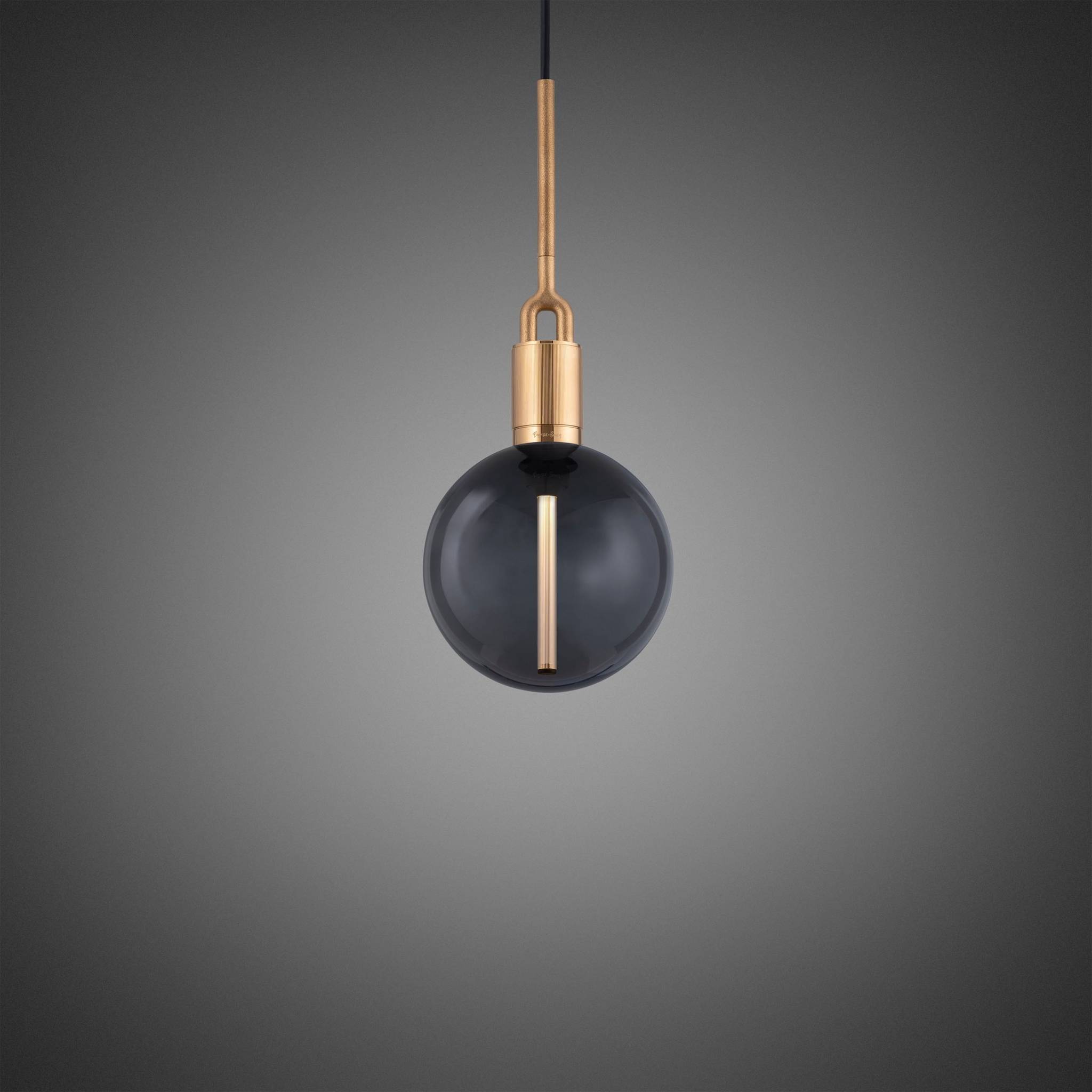 Buster + Punch Forked Pendant Smoked Globe Medium in Brass