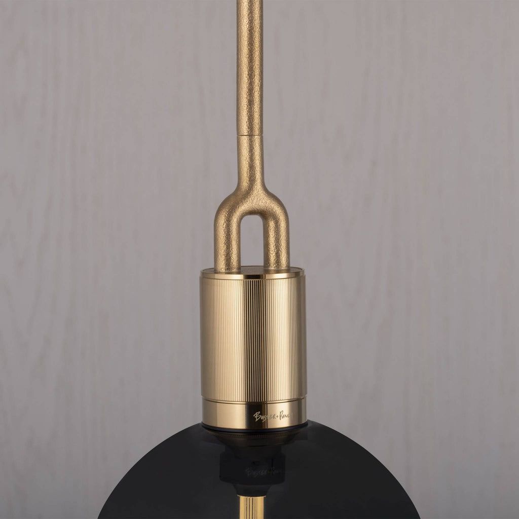 Buster + Punch Forked Pendant Smoked Globe Medium in Brass, detail