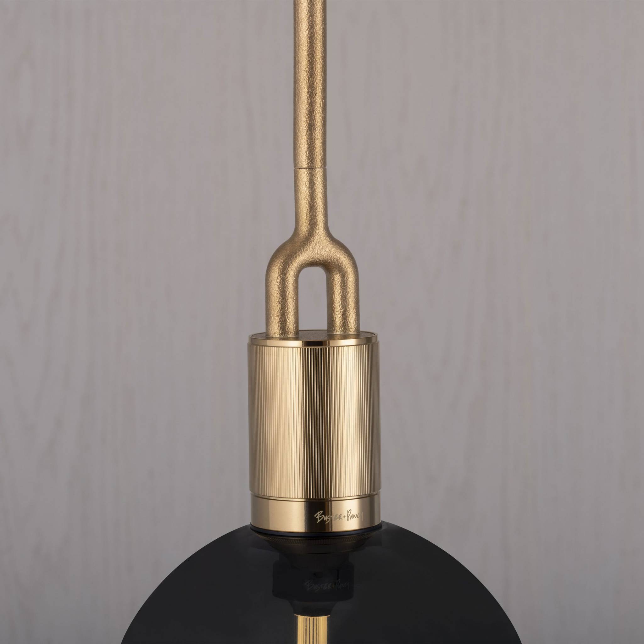 Buster + Punch Forked Pendant Smoked Globe Medium in Brass, detail