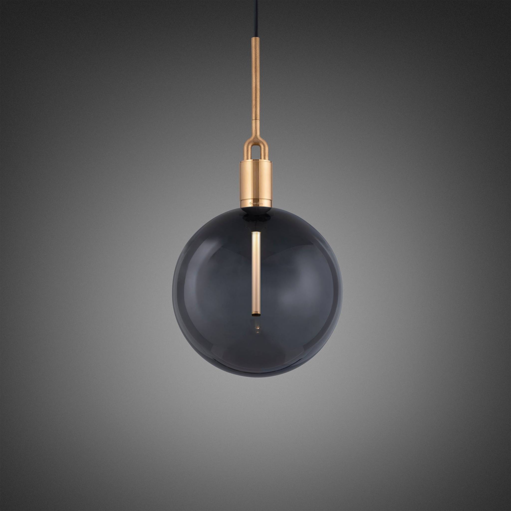 Buster + Punch Forked Pendant Smoked Globe Large in Brass