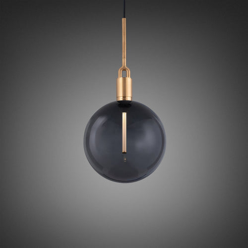 Buster + Punch Forked Pendant Smoked Globe Large in Brass