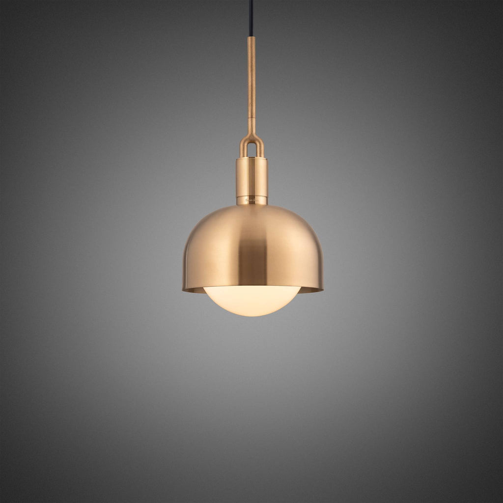 Buster + Punch Forked Pendant Shade + Opal Globe Medium in Brass