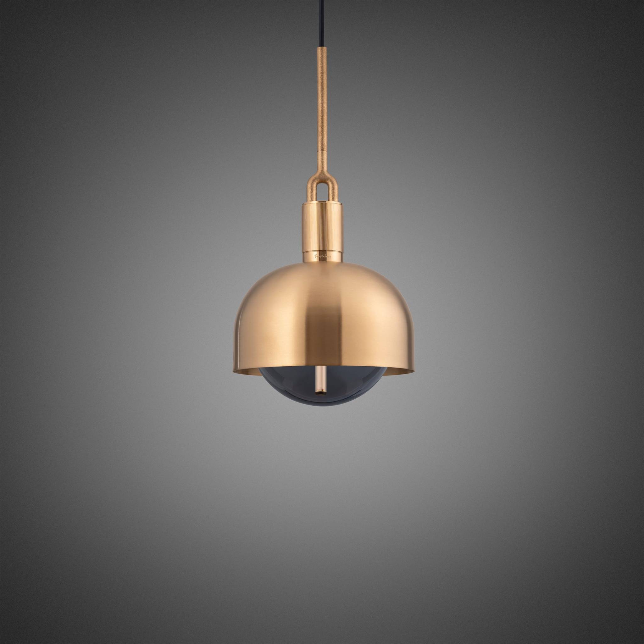 Buster + Punch Forked Pendant Shade + Smoked Globe Medium in Brass