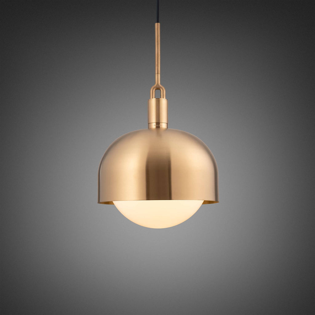 Buster + Punch Forked Pendant Shade + Opal Globe Large in Brass