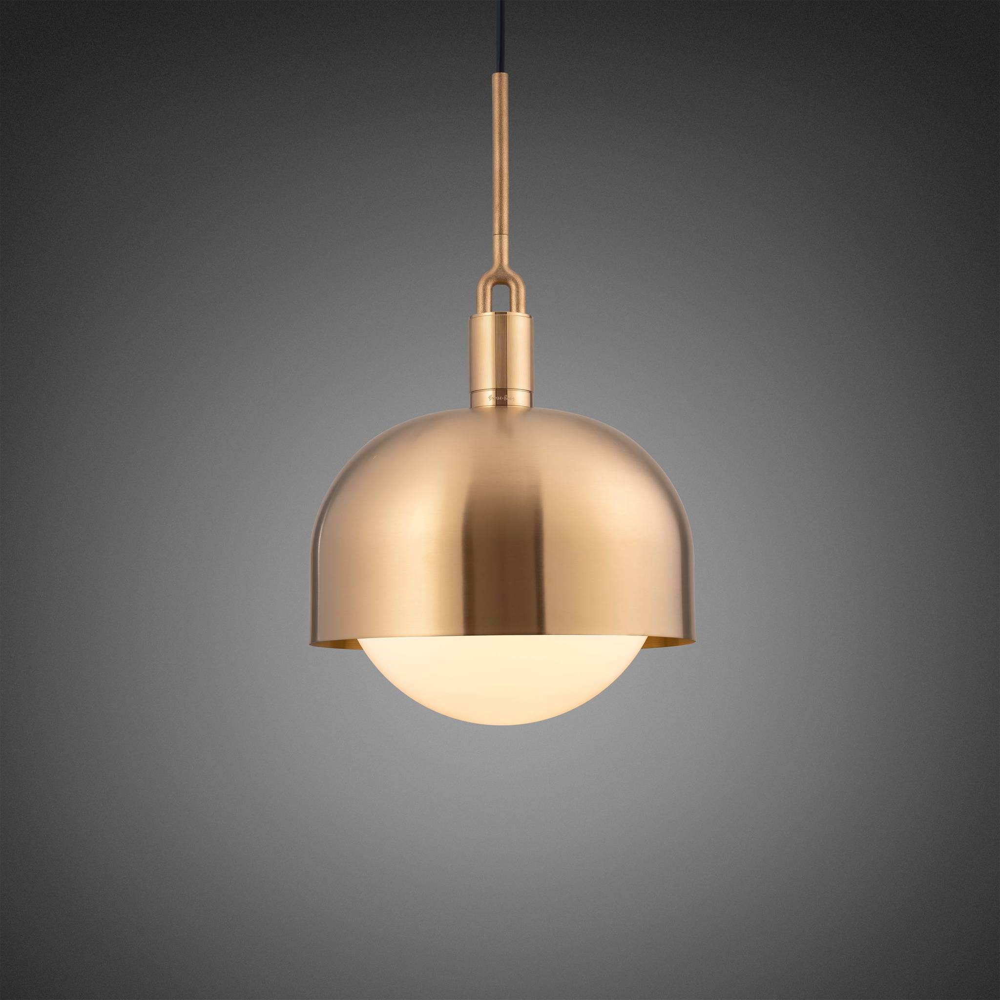 Buster + Punch Forked Pendant Shade + Opal Globe Large in Brass