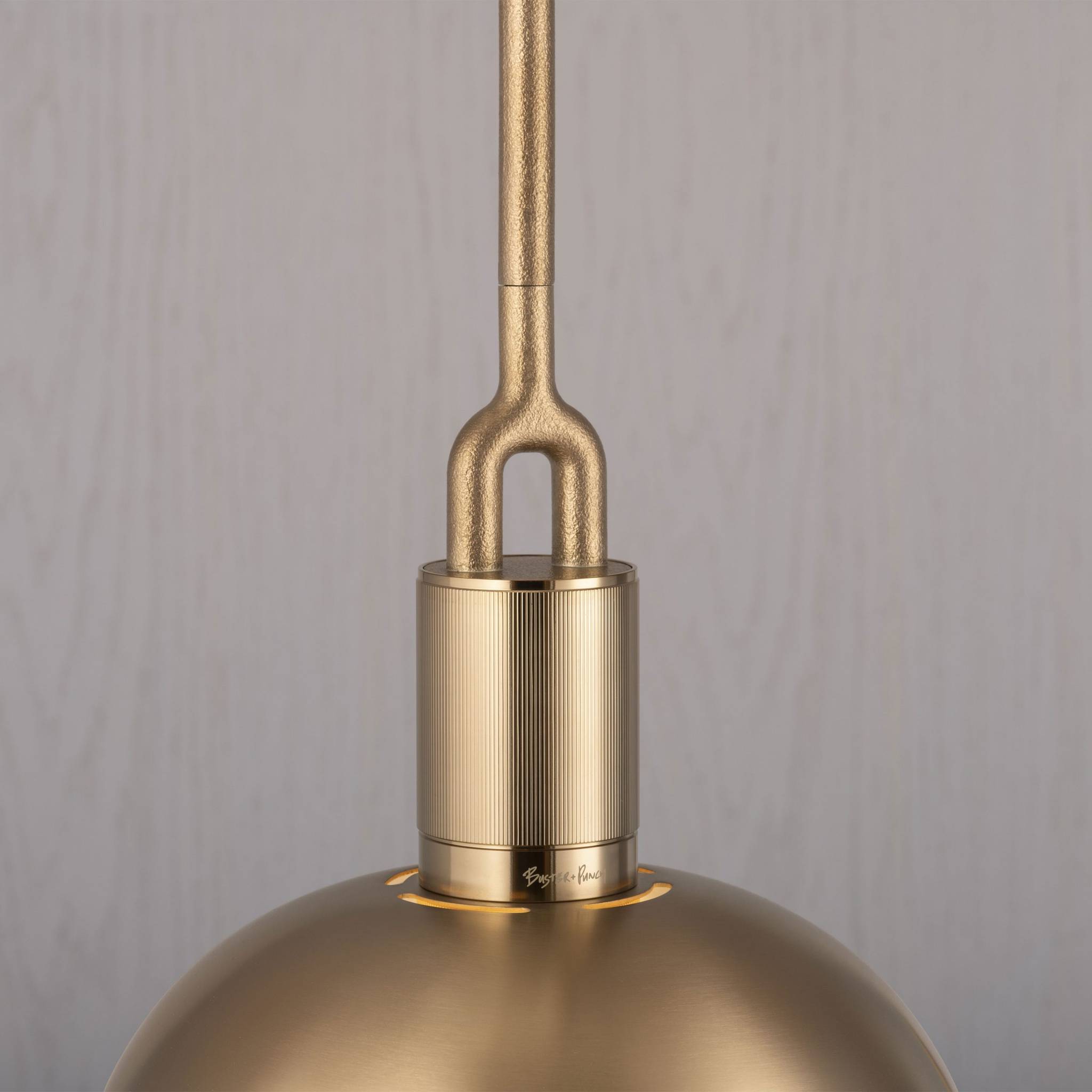 Buster + Punch Forked Pendant Shade + Opal Globe Large in Brass, detail