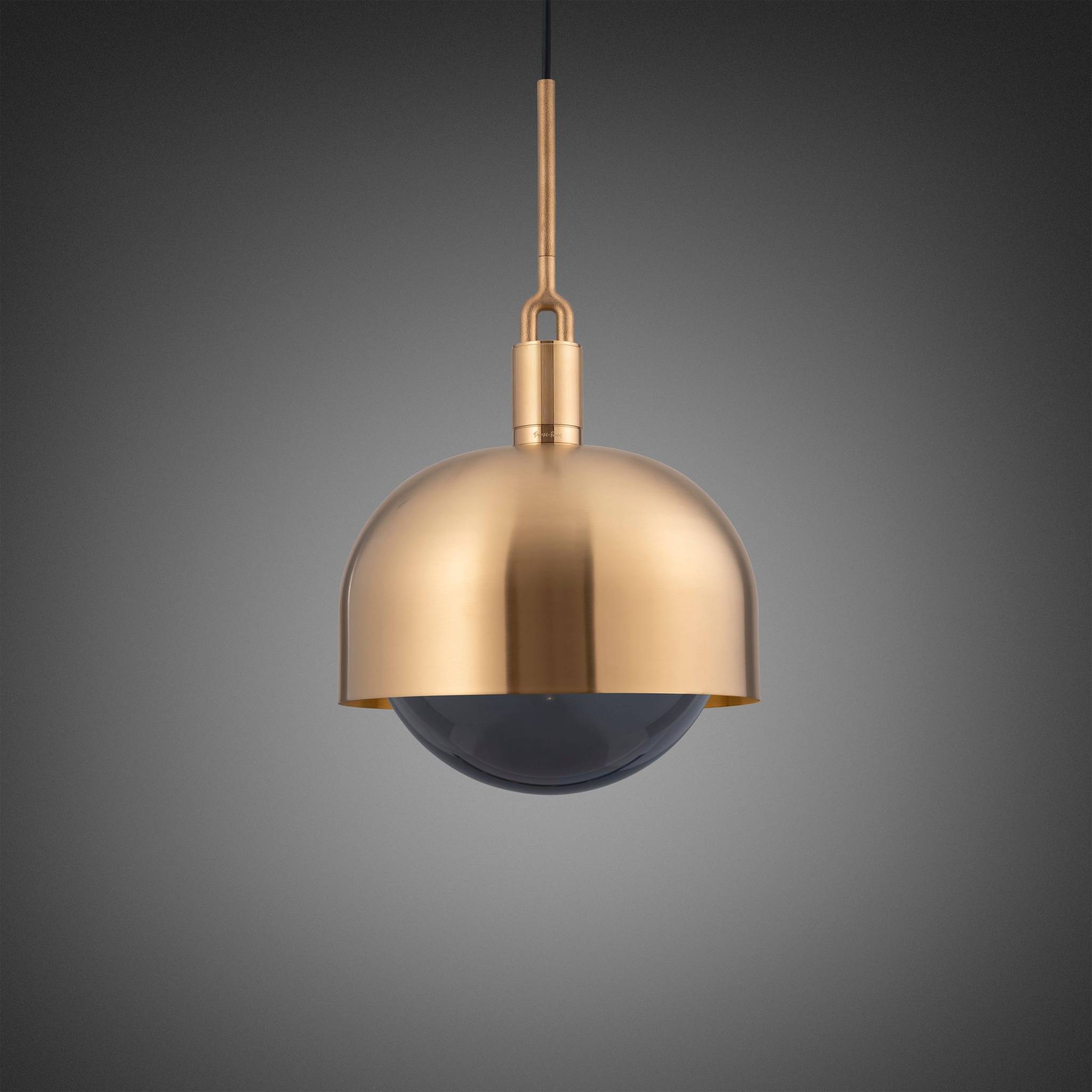 Buster + Punch Forked Pendant Shade + Smoked Globe Large in Brass