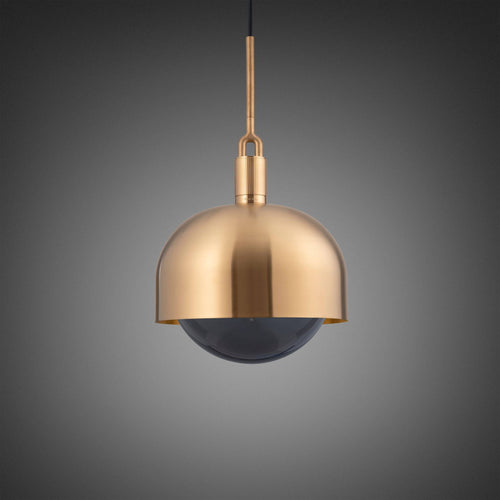 Buster + Punch Forked Pendant Shade + Smoked Globe Large in Brass