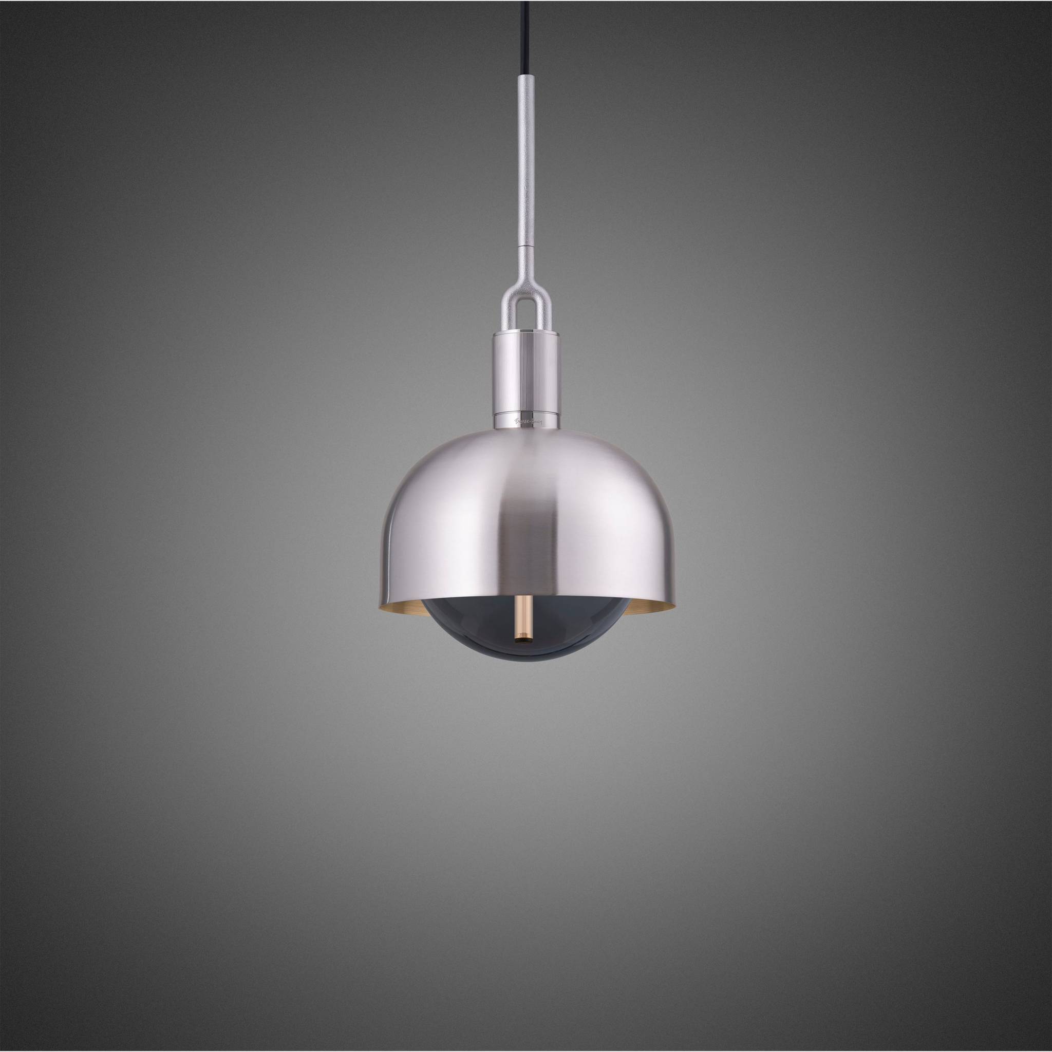 Buster + Punch Forked Pendant Shade + Smoked Globe Medium in Steel