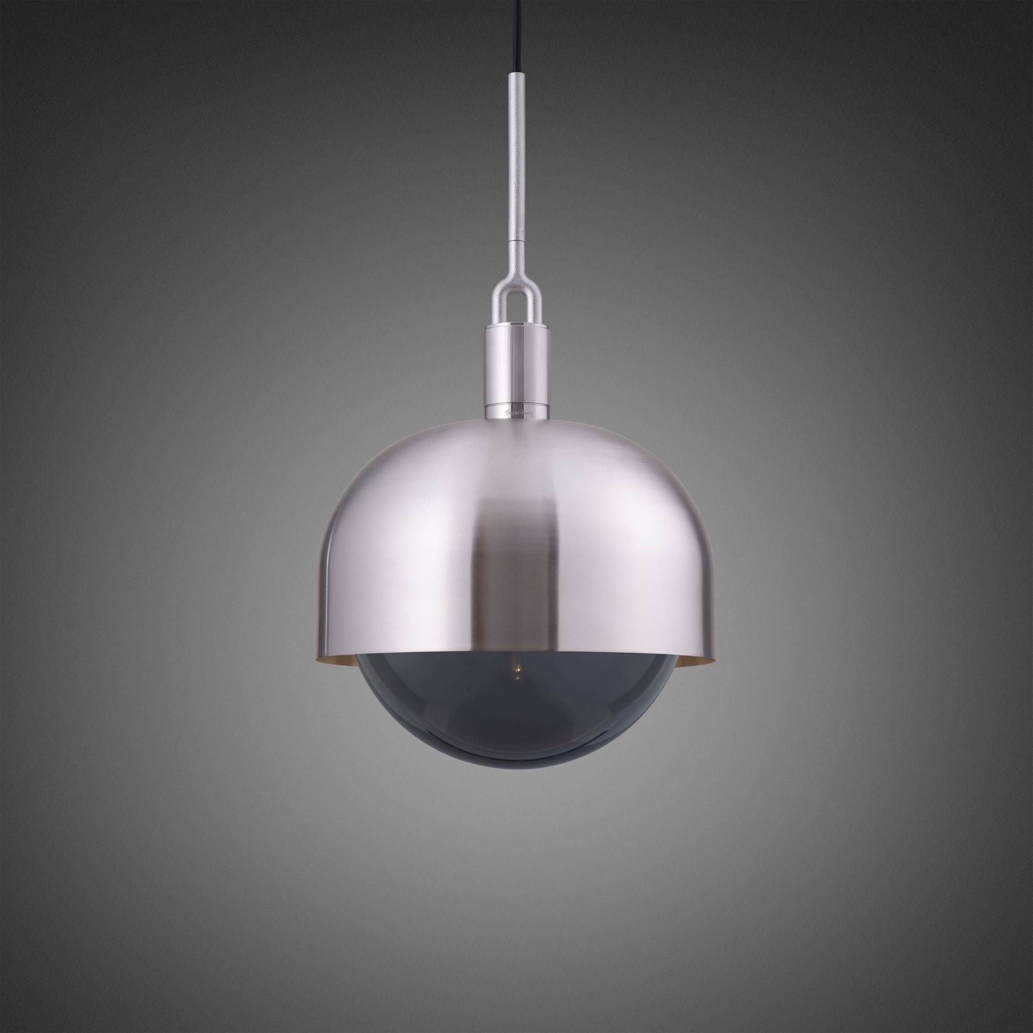 Buster + Punch Forked Pendant Shade + Smoked Globe Large in Steel