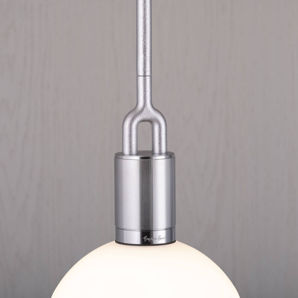 Buster + Punch Forked Pendant Opal Globe Medium in Steel, detail