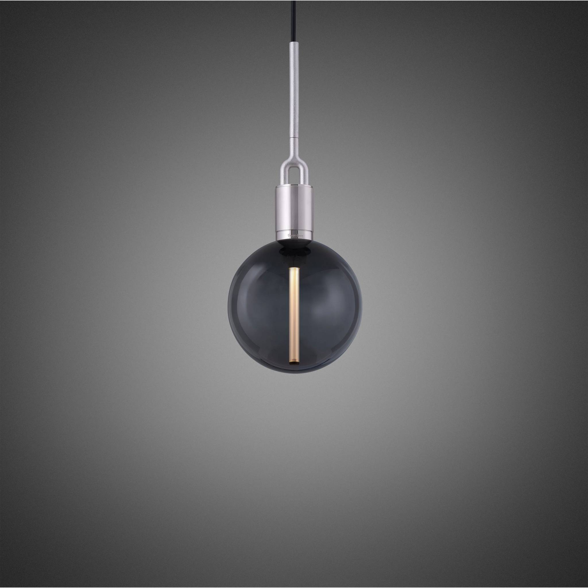 Buster + Punch Forked Pendant Smoked Globe Medium in Steel