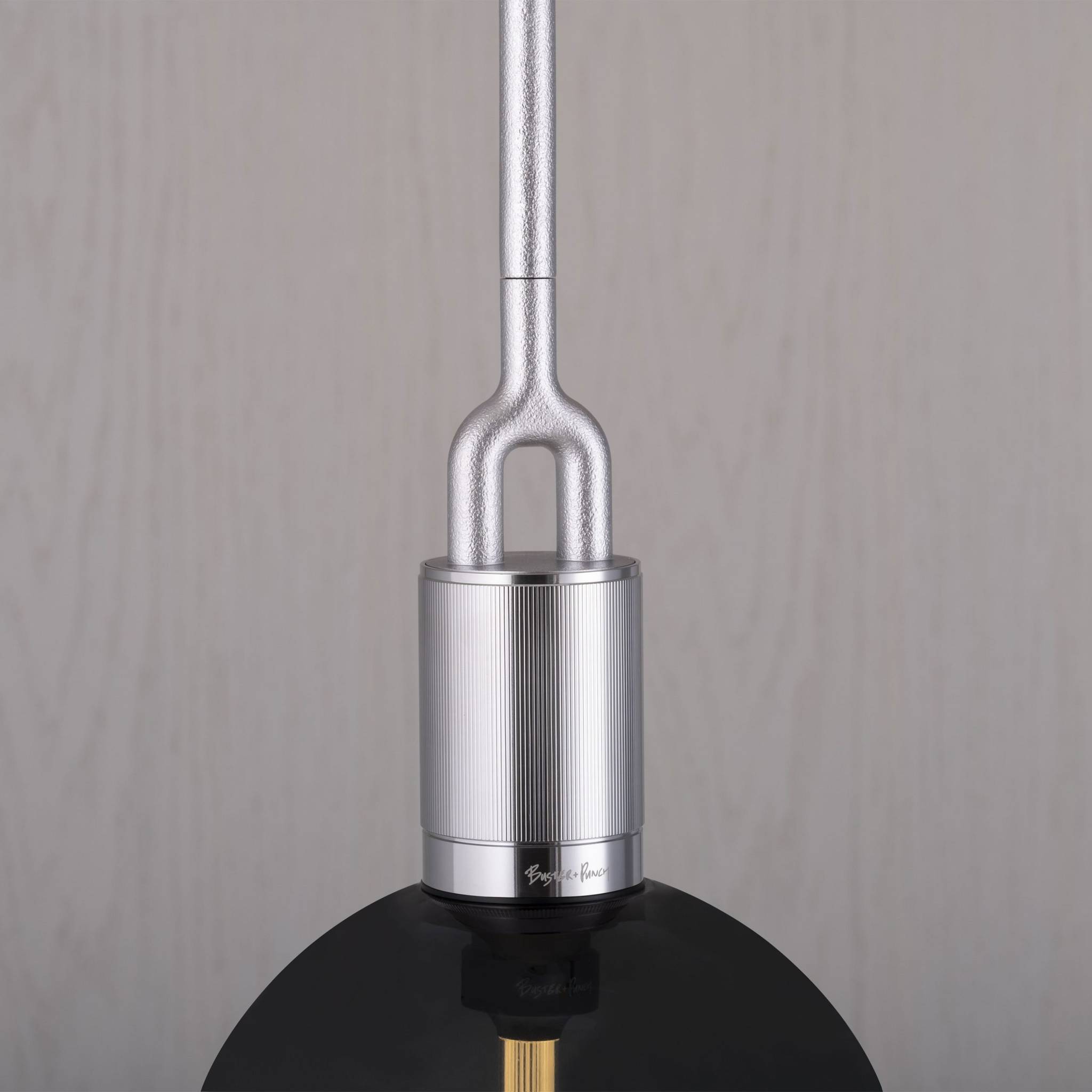 Buster + Punch Forked Pendant Smoked Globe Medium in Steel, detail