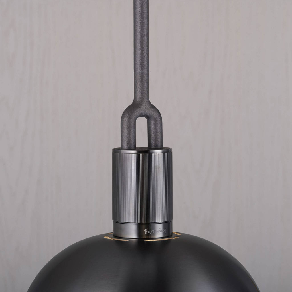 Buster + Punch Forked Pendant Shade + Smoked Globe Medium in Gun Metal, detail
